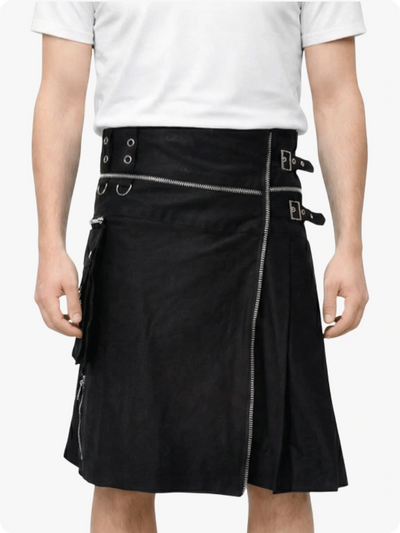 Kilt utilitaire gothique noir premium sur mesure