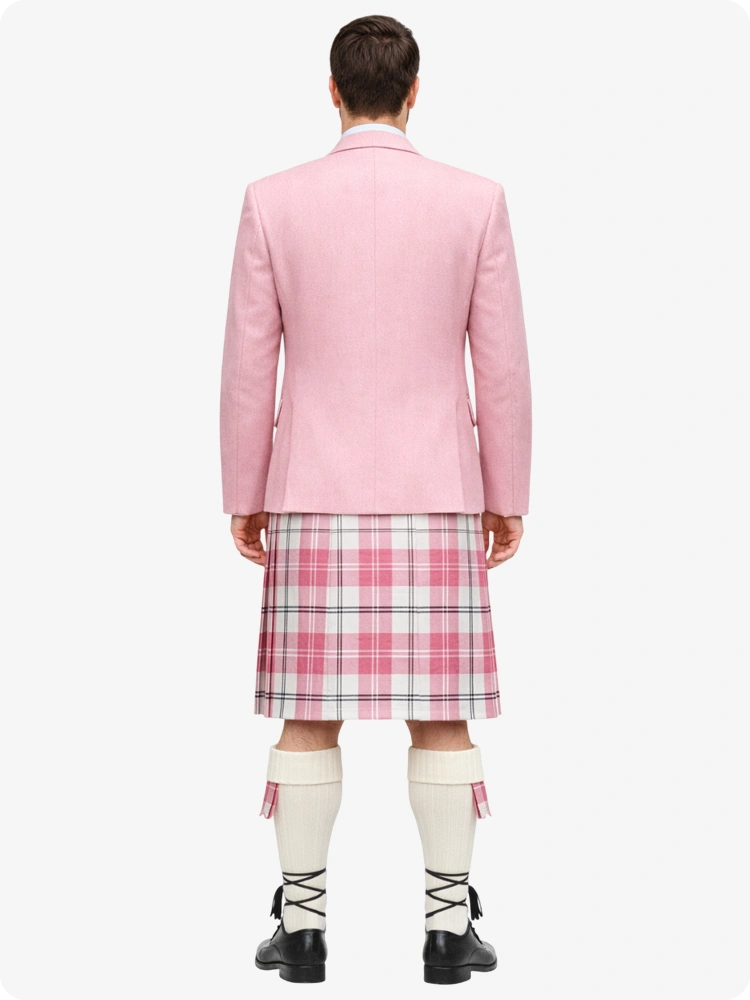 Tenue kilt Ailsa Pink Plaid Tartan & Veste Argyle rose sur mesure