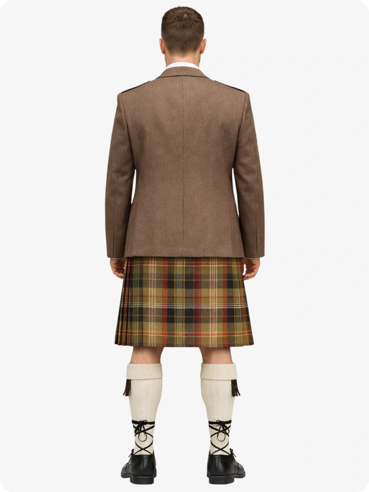 Kilt Asman Day Tan Tartan et Ensemble Veste Argyle Tan