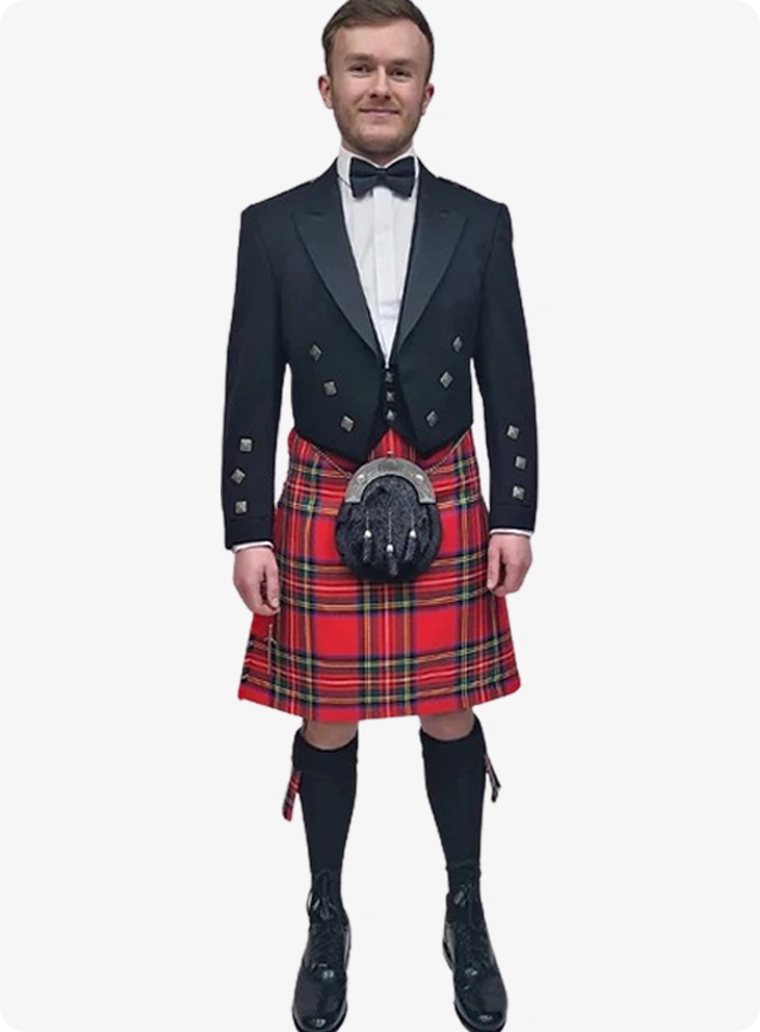 Tenue kilt Argyle noire sur mesure