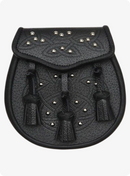 Black Celtic Embossed Studded Leather Sporran