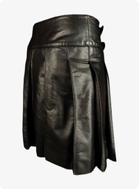 Black Cowhide Leather kilt