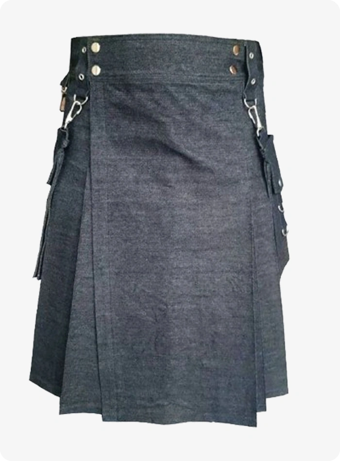 Kilt denim noir utilitaire sur mesure