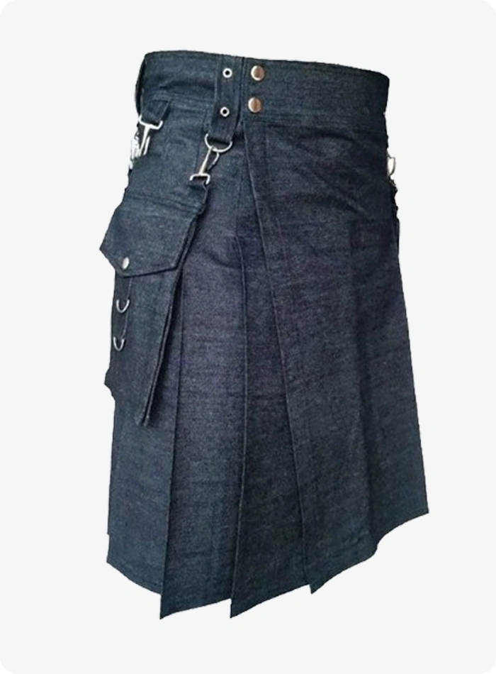 Kilt denim noir utilitaire sur mesure