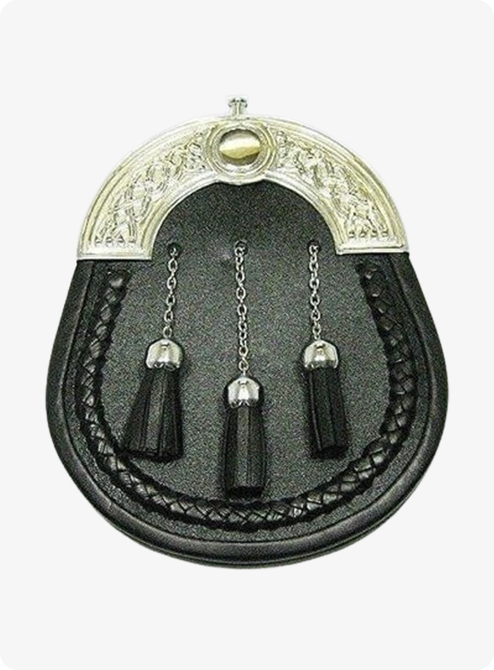 Handmade Black Dress Leather Kilt Sporran