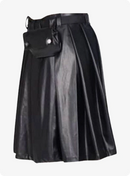 Black Leather Full Pleated Kilt