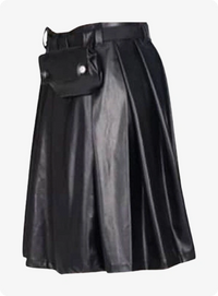 Black Leather Full Pleated Kilt
