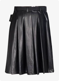 Black Leather Full Pleated Kilt