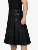 Black kilt with belt and buckle details on a white background
