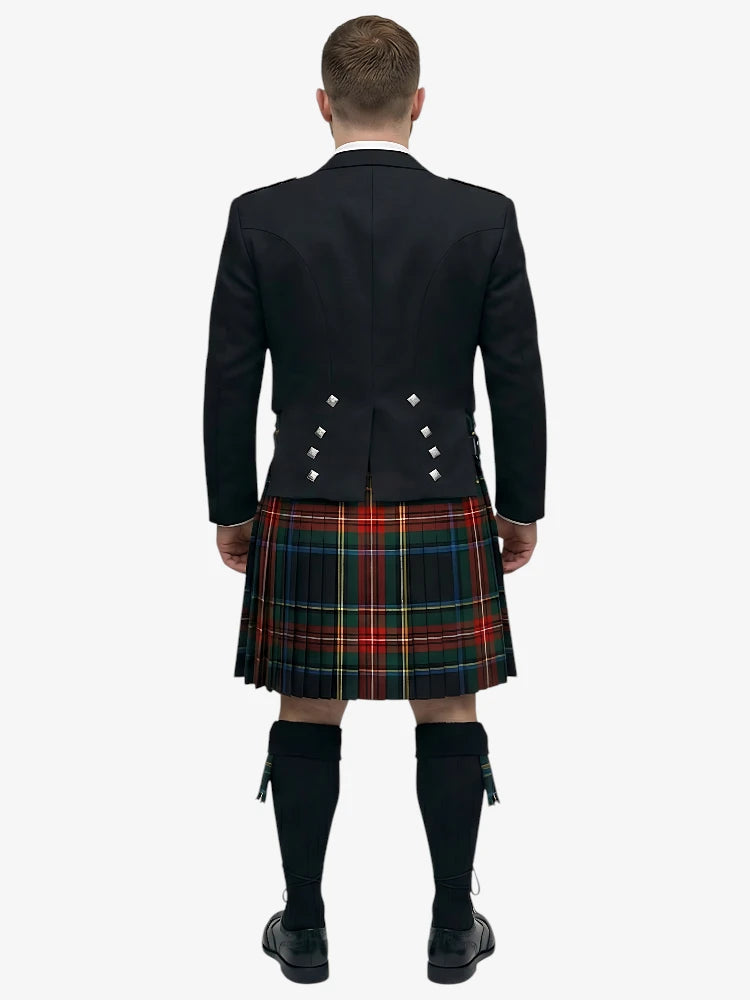 Ensemble Kilt Prince Charlie Tartan Black Stewart