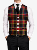 Black Stewart Tartan Waistcoat Front