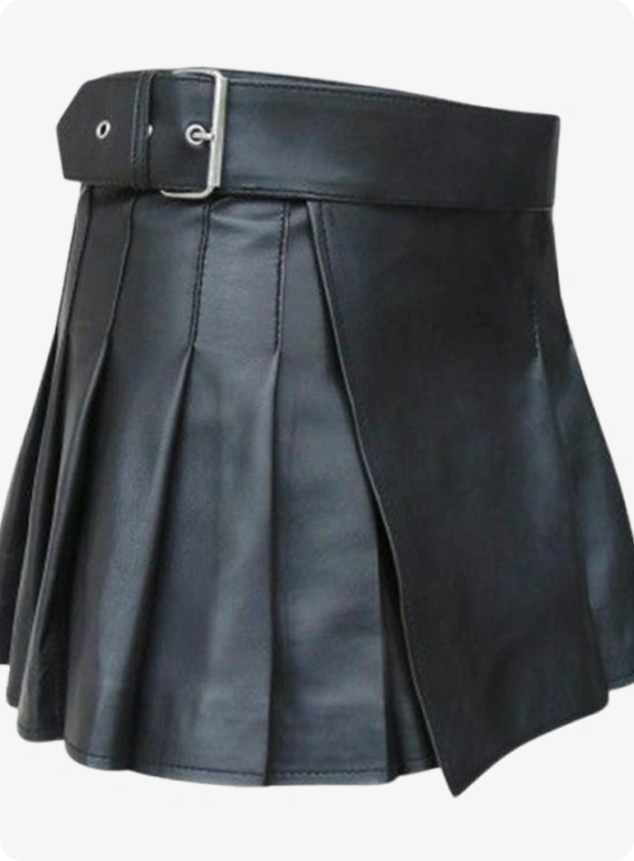 Kilt Cuir Noir Femme Haute Qualité