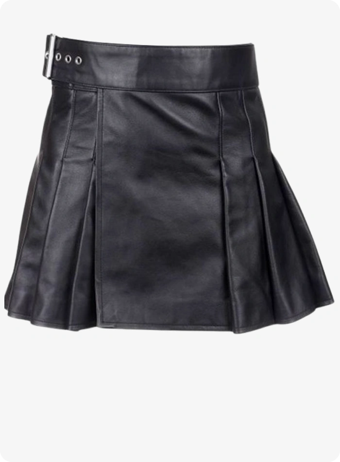 Kilt Cuir Noir Femme Haute Qualité