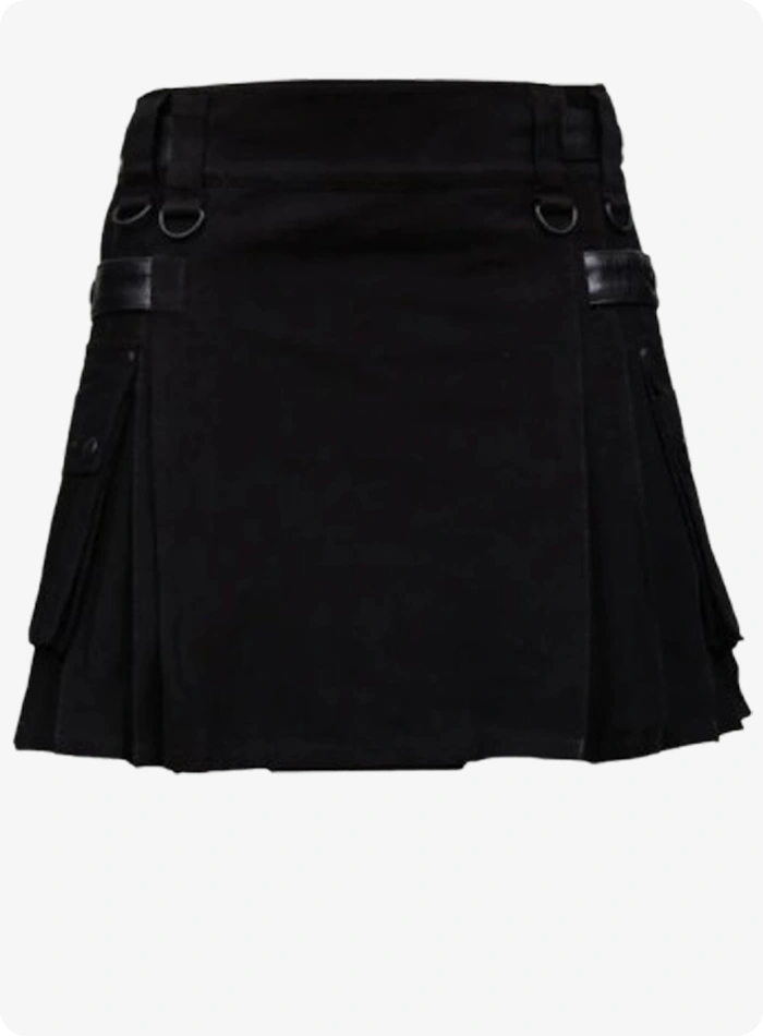Kilt utilitaire noir femme sur mesure