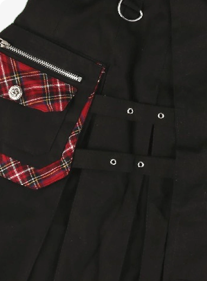 Kilt Hybride Femme Noir et Rouge Sur Mesure