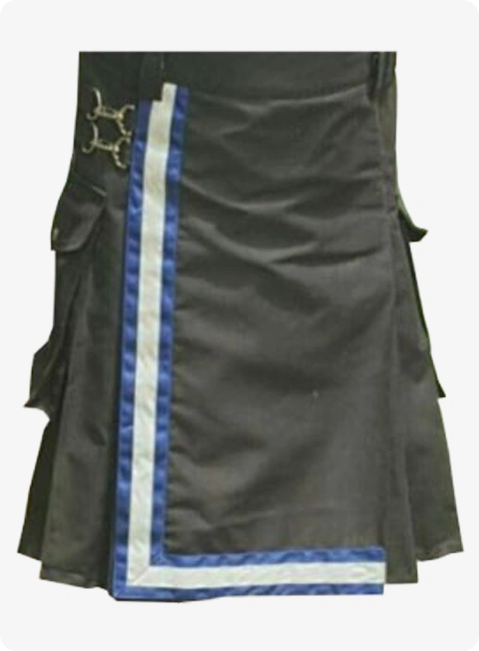 Kilt pompier noir et bleu sur mesure