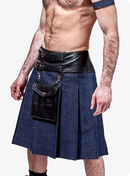 Blue Denim Leather Kilt