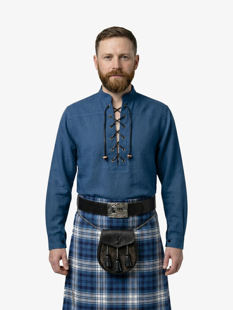 Chemise Jacobite Ghillie bleue sur mesure