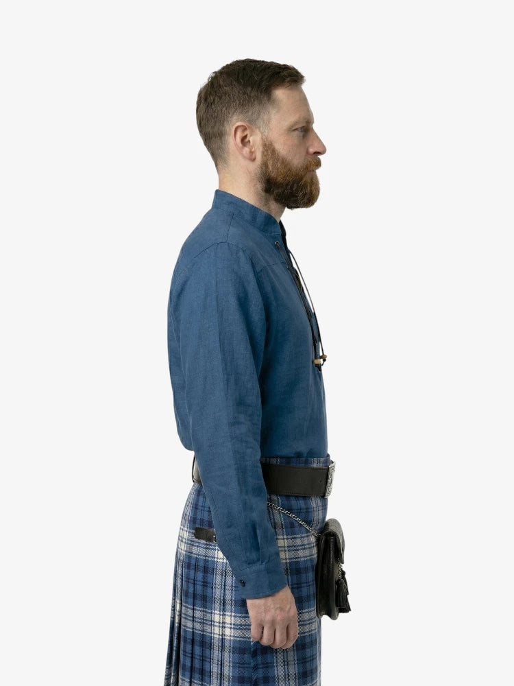 Chemise Jacobite Ghillie bleue sur mesure