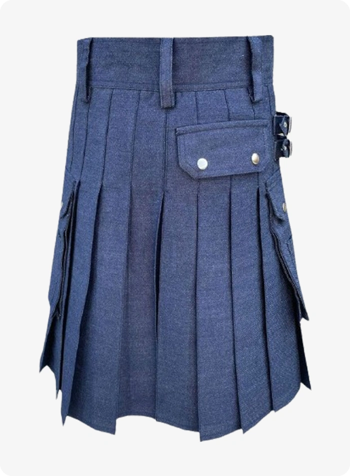 Kilt denim écossais bleu sur mesure