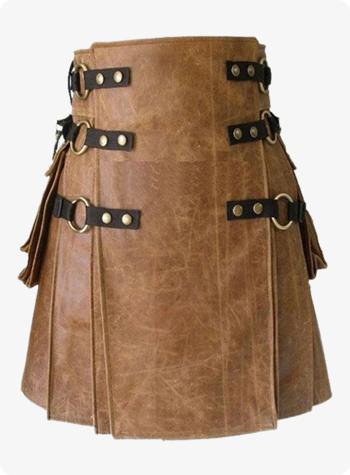Kilt en cuir marron sur mesure