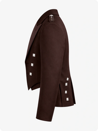 Brown coat with decorative buttons on a white background