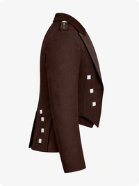 Brown coat with white buttons on a white background