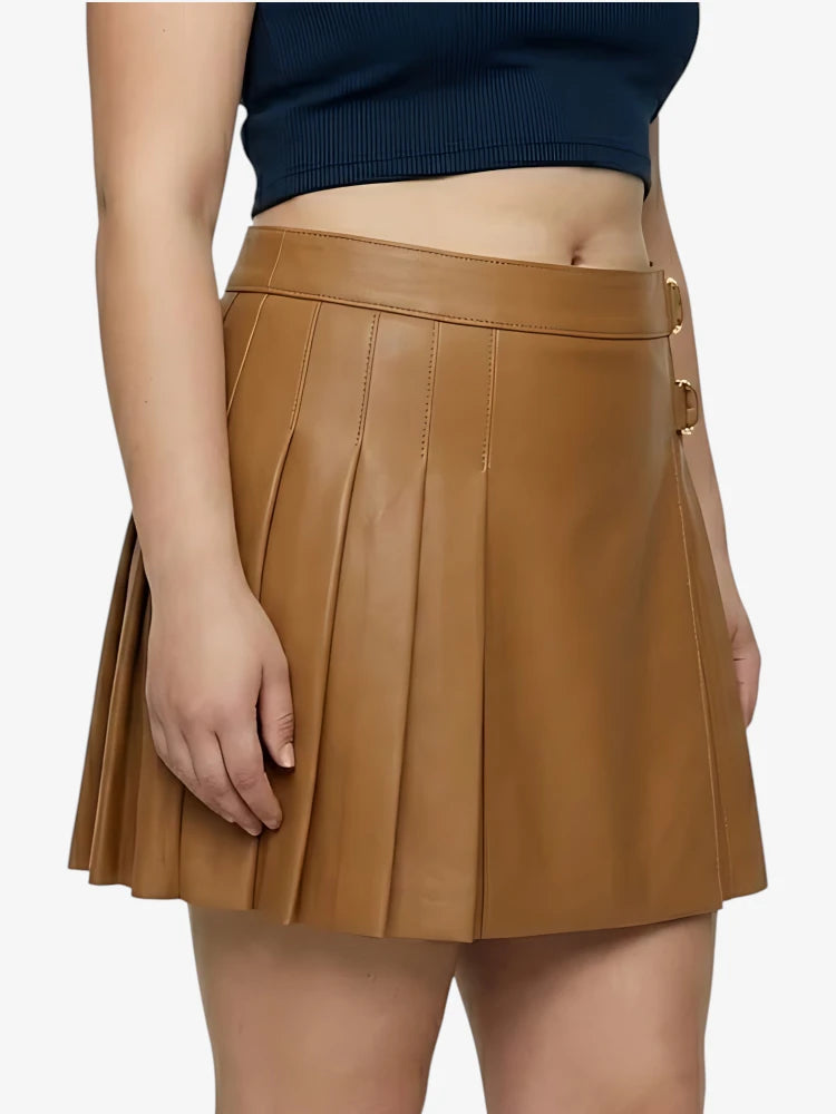 Kilt Cuir Marron Traditionnel Femme Écossais