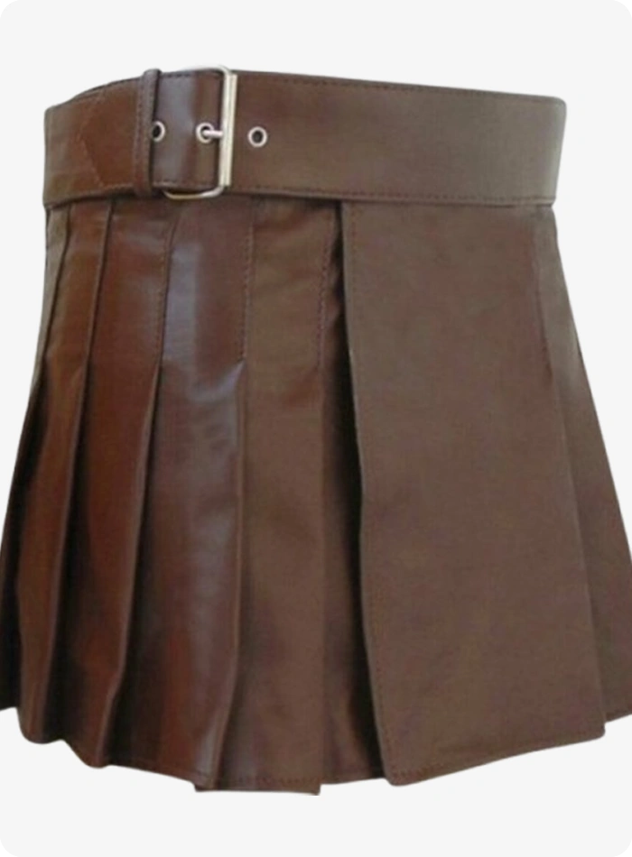 Kilt Cuir Marron Femme