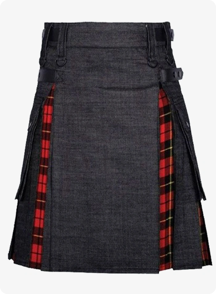 Kilt écossais noir en denim sur mesure