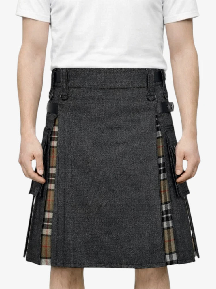 Jupe Écossaise en Denim Noir Tartan Campbell