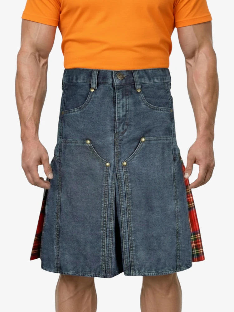 Jupe Écossaise en Denim Casual Mode