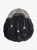 Celtic Cross Black Rabbit Fur Sporran