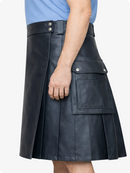 Charcoal Genuine Leather Utility Kilt with Side Pockets