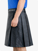 Charcoal Genuine Leather Utility Kilt with Studded Waistband