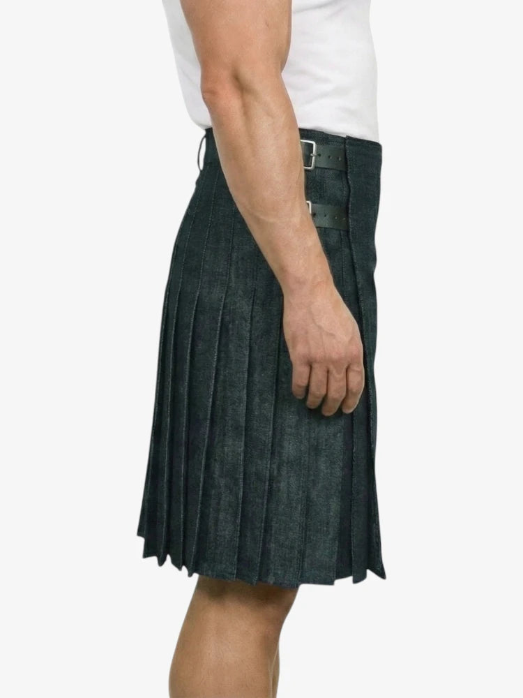 Jupe Écossaise en Denim Gris Charbon
