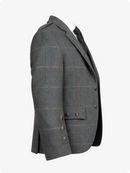 Gray checkered blazer on a white background