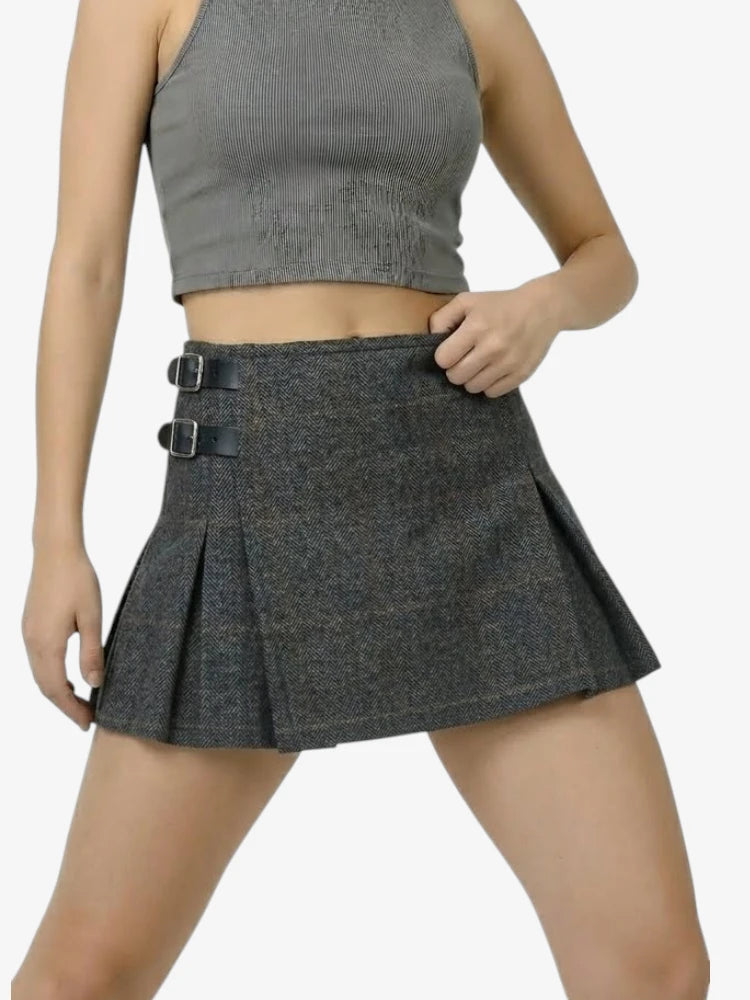 Kilt en Tweed Gris Anthracite pour Femme