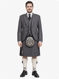 Charcoal Herringbone Tweed Kilt With Charcoal Herringbone Tweed Argyle Jacket Kilt Outfit