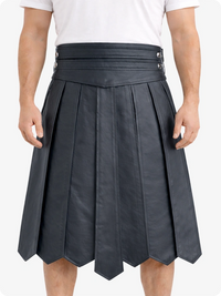 Person wearing a Charcoal pleated skirt on a white background