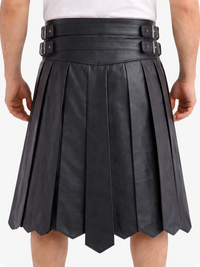 Charcoal pleated skirt with belt on a white background