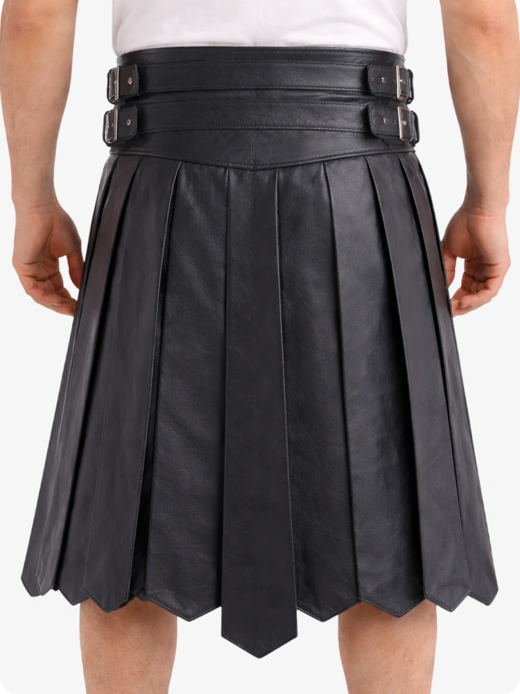 Charcoal pleated skirt with belt on a white background