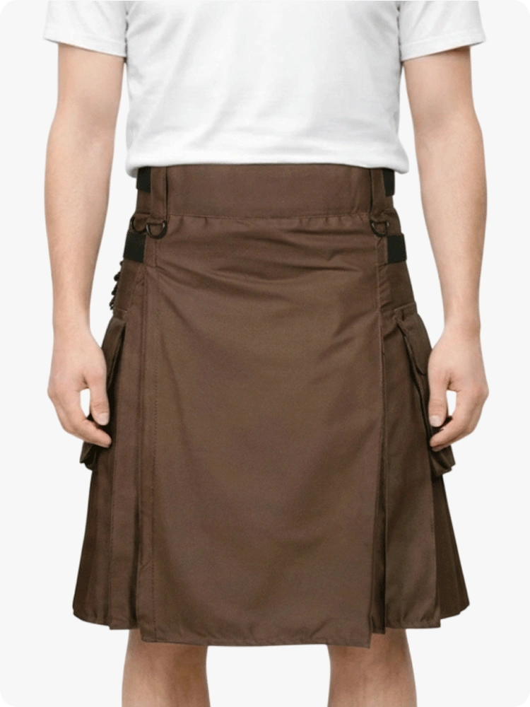 Kilt utility marron chocolat à sangle en cuir