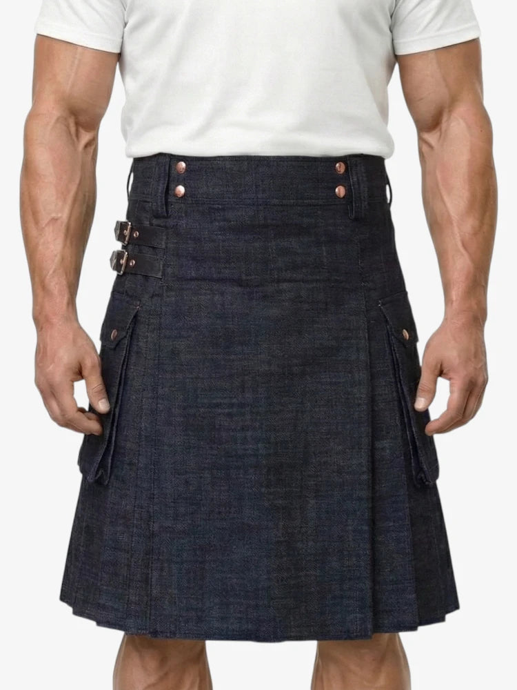 Jupe Écossaise en Denim Bleu Classique