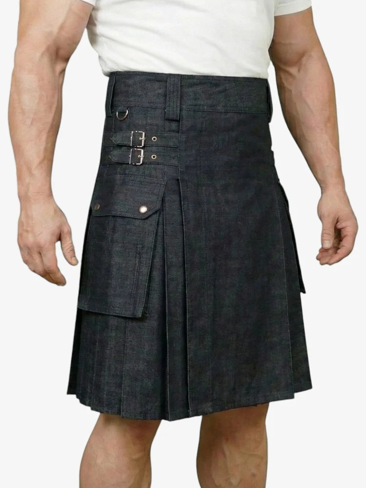 Jupe Écossaise en Denim Bleu Classique