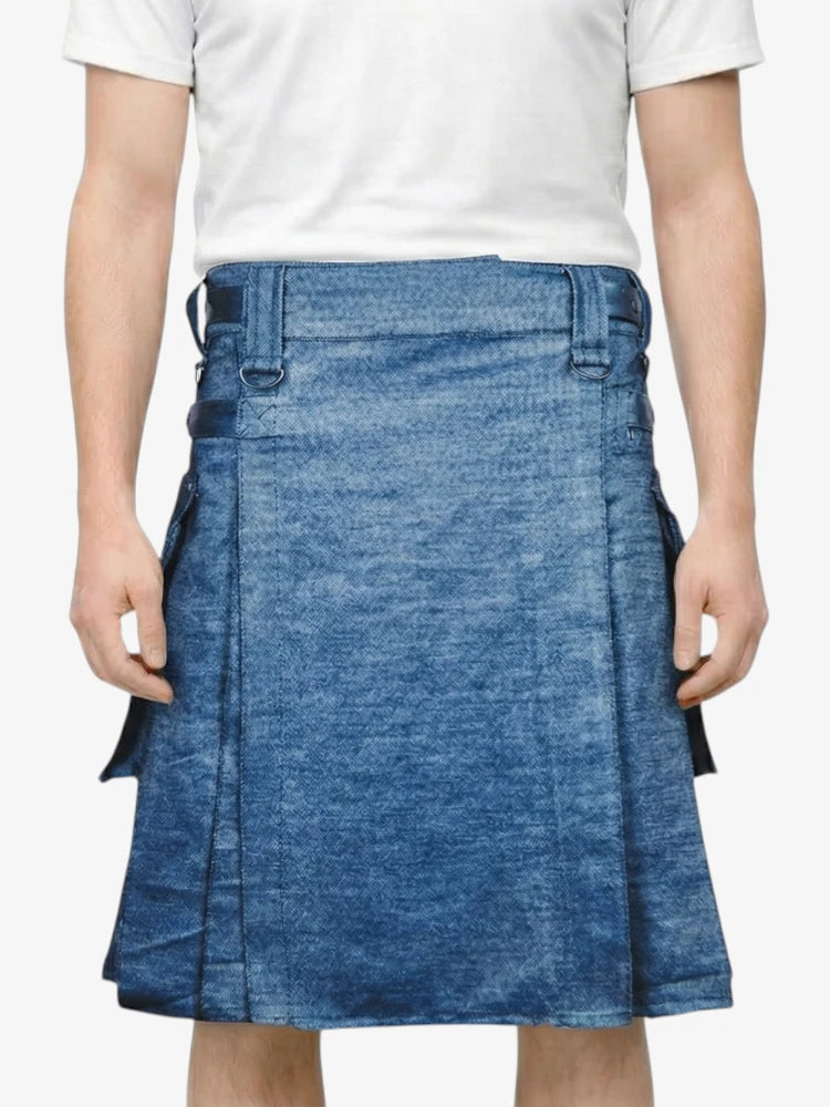Kilt Utility Bleu Classique avec Sangles Ajustables