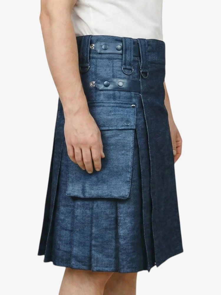 Kilt Utility Bleu Classique avec Sangles Ajustables