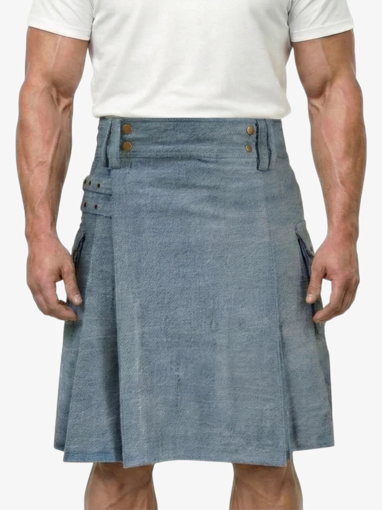 Jupe Écossaise en Denim Gris Classique