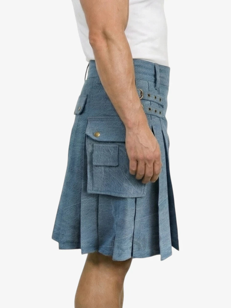 Jupe Écossaise en Denim Gris Classique