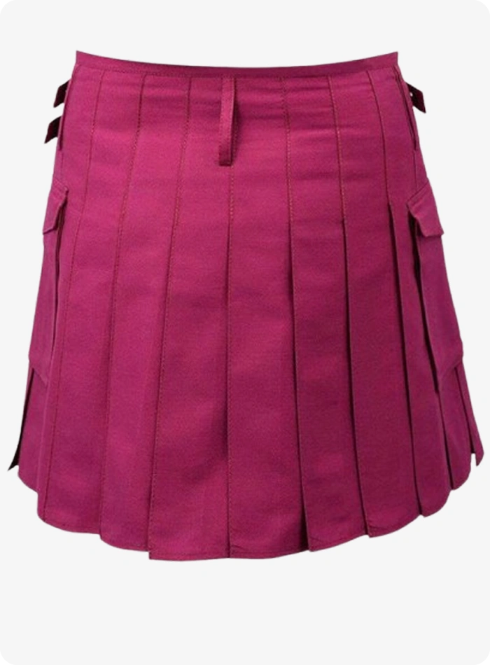 Kilt utilitaire rose femme en coton sur mesure